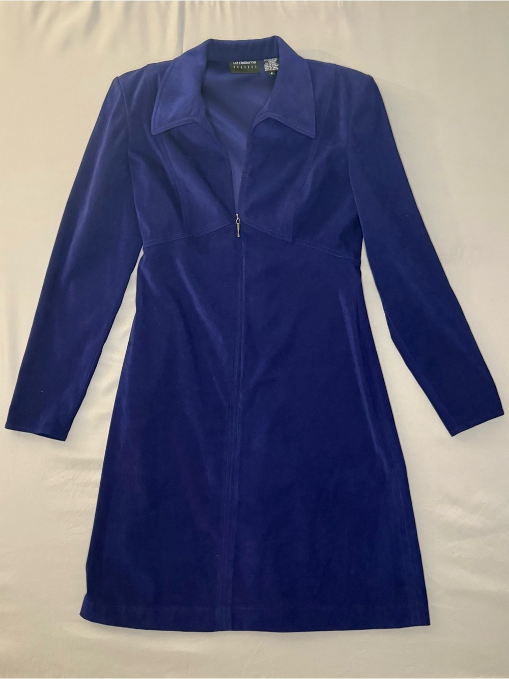 Vintage Liz Claiborne Zip- Front Long Sleeve Mini Dress